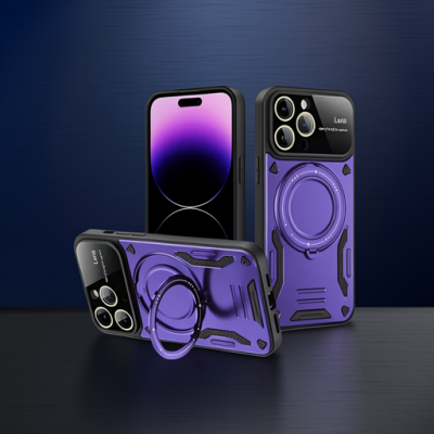 Apple İphone 16 Pro Kılıf Joy Lens Standlı Kapak - Mor
