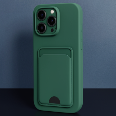 Apple İphone 16 Pro Kılıf Kelvin Kartvizitli Silikon - Koyu Yeşil