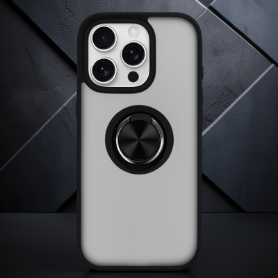 Apple İphone 16 Pro Kılıf Montreal Yüzüklü Silikon Kapak - Siyah
