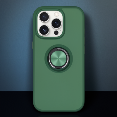 Apple İphone 16 Pro Kılıf Montreal Yüzüklü Silikon Kapak - Yeşil