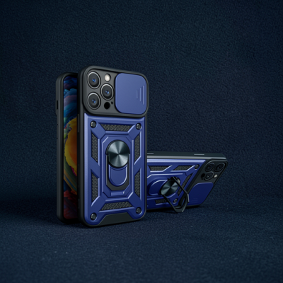 Apple İphone 16 Pro Kılıf Pars Lens Yüzüklü Silikon - Lacivert