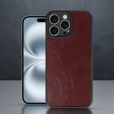 Apple İphone 16 Pro Max Kılıf Aras Deri Kapak - Bordo