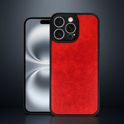 Apple İphone 16 Pro Max Kılıf Aras Deri Kapak - Kırmızı