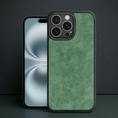 Apple İphone 16 Pro Max Kılıf Aras Deri Kapak - Koyu Yeşil