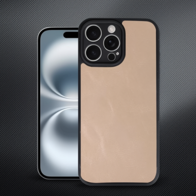 Apple İphone 16 Pro Max Kılıf Aras Deri Kapak - Pudra