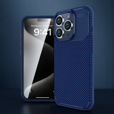Apple İphone 16 Pro Max Kılıf Auto Focus Karbon Kapak - Lacivert