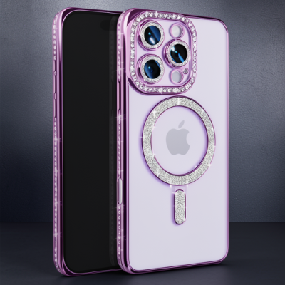 Apple İphone 16 Pro Max Kılıf Joke Simli Magneticsafe Kılıf - Derin Mor