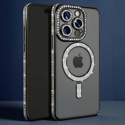 Apple İphone 16 Pro Max Kılıf Joke Simli Magneticsafe Kılıf - Siyah