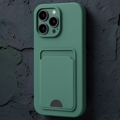 Apple İphone 16 Pro Max Kılıf Kelvin Kartvizitli Silikon - Koyu Yeşil