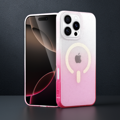 Apple İphone 16 Pro Pummel Shiny Magsafe Kapak - Pembe