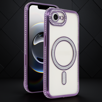 Apple İphone 16e Joke Simli Magneticsafe Kılıf - Derin Mor