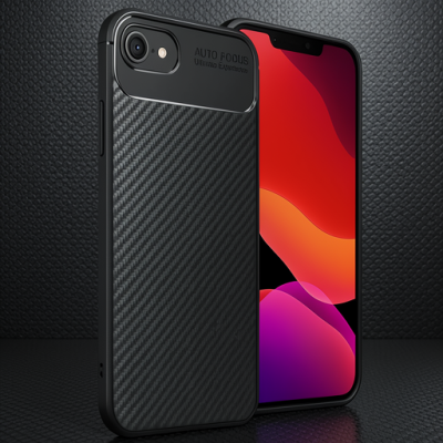 Apple İphone 16e Kılıf Auto Focus Karbon Kapak - Siyah
