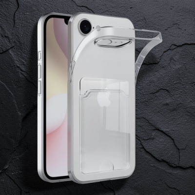 Apple İphone 16e Kılıf Kart Şeffaf Silikon - Şeffaf