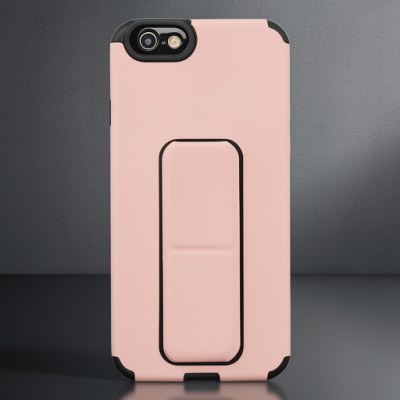 Apple İphone 6 Kılıf Mega Standlı Silikon - Pudra