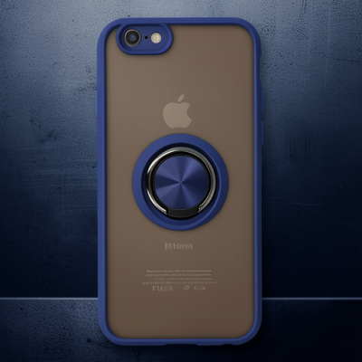 Apple İphone 6 Kılıf Montreal Yüzüklü Silikon Kapak - Lacivert