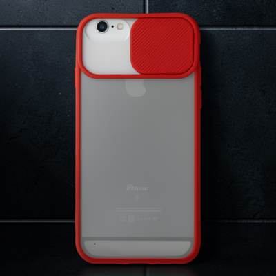 Apple İphone 6 Kılıf Palm Buzlu Kamera Sürgülü Silikon - Kırmızı