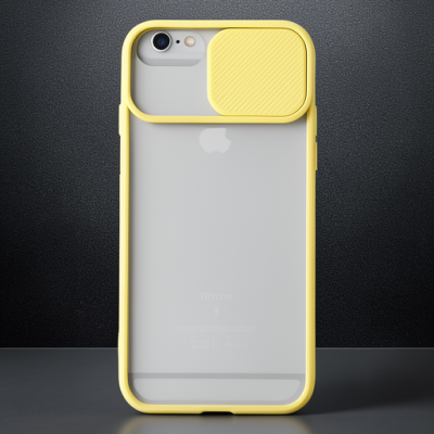 Apple İphone 6 Plus Kılıf Palm Buzlu Kamera Sürgülü Silikon - Sarı