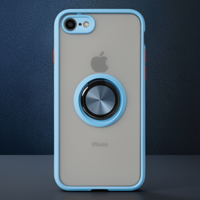 Apple İphone 7 Kılıf Montreal Yüzüklü Silikon Kapak - Buz Mavi