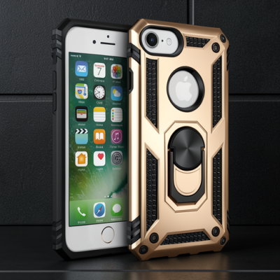 Apple İphone 7 Kılıf Sofya Yüzüklü Silikon Kapak - Gold