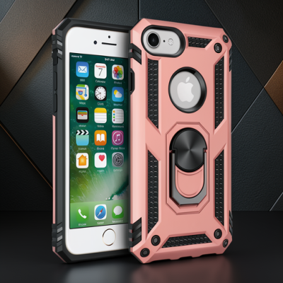 Apple İphone 7 Kılıf Sofya Yüzüklü Silikon Kapak - Rose