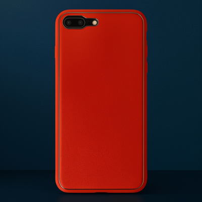 Apple İphone 7 Plus Kılıf Coco Deri Silikon Kapak - Kırmızı
