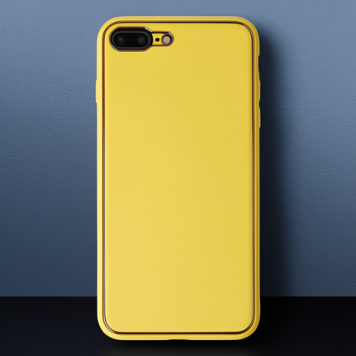 Apple İphone 7 Plus Kılıf Coco Deri Silikon Kapak - Sarı