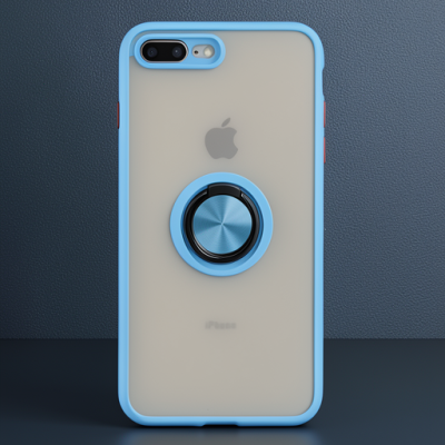 Apple İphone 7 Plus Kılıf Montreal Yüzüklü Silikon Kapak - Buz Mavi