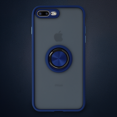 Apple İphone 7 Plus Kılıf Montreal Yüzüklü Silikon Kapak - Lacivert