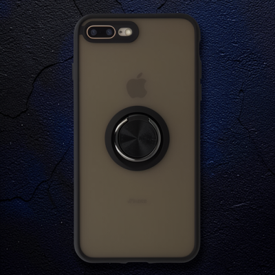 Apple İphone 7 Plus Kılıf Montreal Yüzüklü Silikon Kapak - Siyah