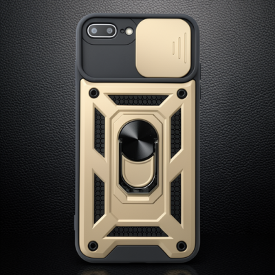 Apple İphone 7 Plus Kılıf Pars Lens Yüzüklü Silikon - Gold