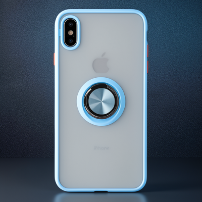 Apple İphone X Kılıf Montreal Yüzüklü Silikon Kapak - Buz Mavi