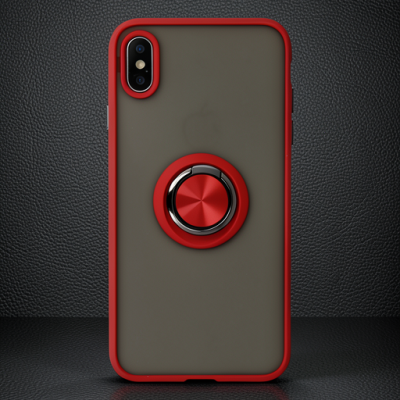 Apple İphone X Kılıf Montreal Yüzüklü Silikon Kapak - Kırmızı