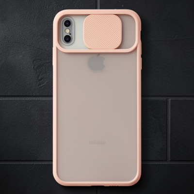 Apple İphone X Kılıf Palm Buzlu Kamera Sürgülü Silikon - Pembe