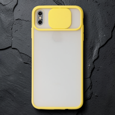 Apple İphone X Kılıf Palm Buzlu Kamera Sürgülü Silikon - Sarı