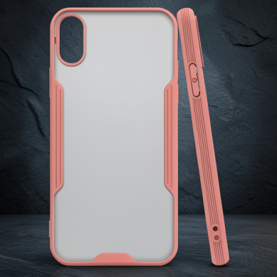 Apple İphone X Kılıf Platin Silikon - Pembe