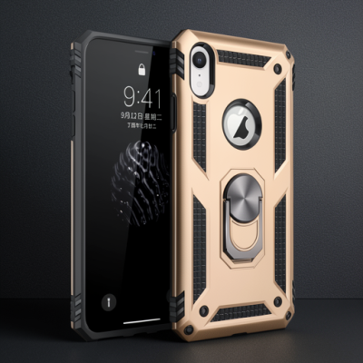 Apple İphone Xr Kılıf Sofya Yüzüklü Silikon Kapak - Gold