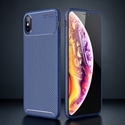 Apple İphone Xs Max Kılıf Auto Focus Karbon Kapak - Lacivert