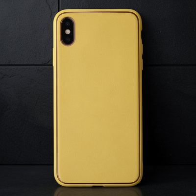 Apple İphone Xs Max Kılıf Coco Deri Silikon Kapak - Sarı