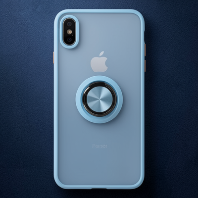 Apple İphone Xs Max Kılıf Montreal Yüzüklü Silikon Kapak - Buz Mavi