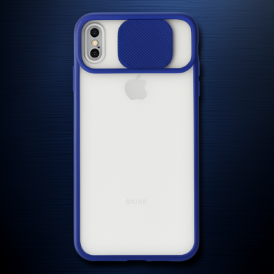 Apple İphone Xs Max Kılıf Palm Buzlu Kamera Sürgülü Silikon - Lacivert