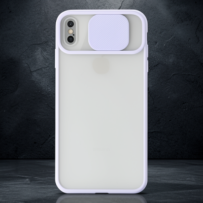 Apple İphone Xs Max Kılıf Palm Buzlu Kamera Sürgülü Silikon - Lila