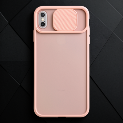 Apple İphone Xs Max Kılıf Palm Buzlu Kamera Sürgülü Silikon - Pembe