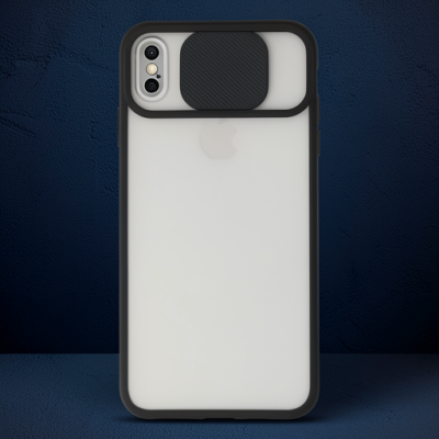 Apple İphone Xs Max Kılıf Palm Buzlu Kamera Sürgülü Silikon - Siyah