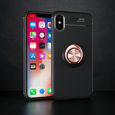 Apple İphone Xs Max Kılıf Range Yüzüklü Silikon - Siyah-gold
