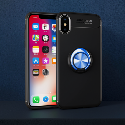 Apple İphone Xs Max Kılıf Range Yüzüklü Silikon - Siyah-mavi