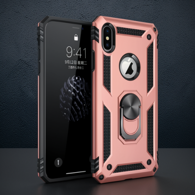 Apple İphone Xs Max Kılıf Sofya Yüzüklü Silikon Kapak - Rose