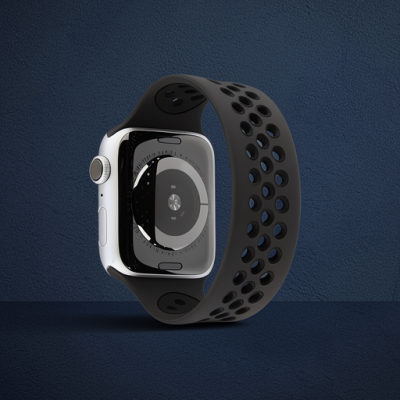 Apple Watch 38mm Ayarlı Delikli Silikon Kordon - Siyah-siyah