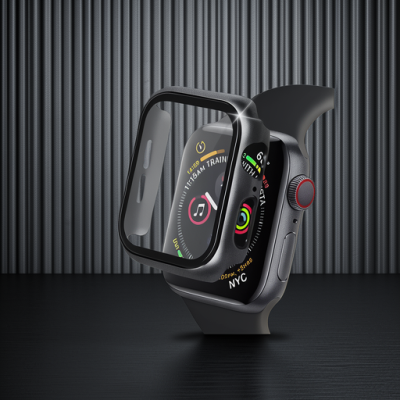Apple Watch 38mm Camlı Kasa Ekran Koruyucu - Siyah