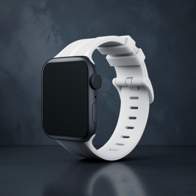 Apple Watch 38mm Kr408 Çizgili Silikon Kordon - Beyaz