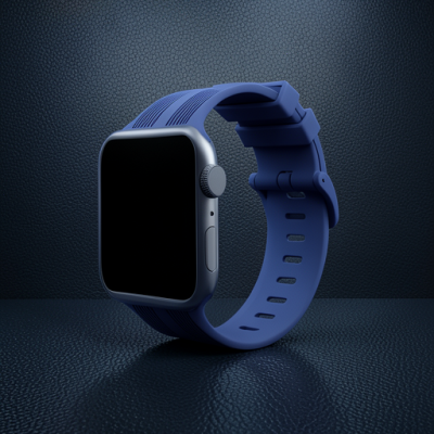 Apple Watch 38mm Kr408 Çizgili Silikon Kordon - Lacivert